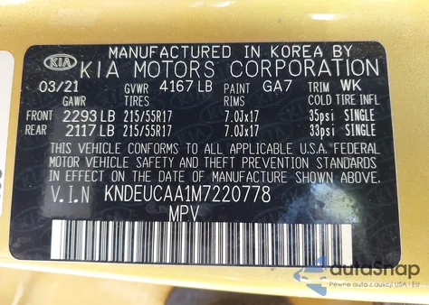 2021 Kia Seltos S из США, поврежденный, VIN KNDEUCAA1M7220778